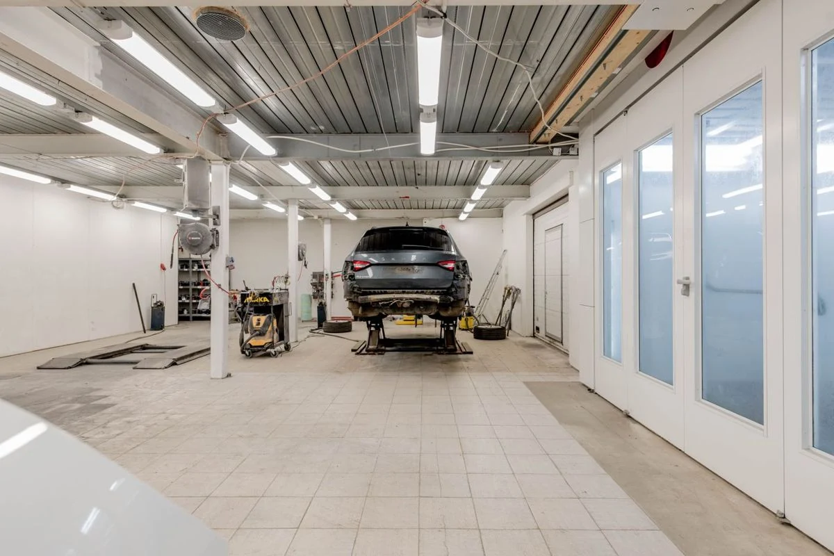 Bright, clean service garage